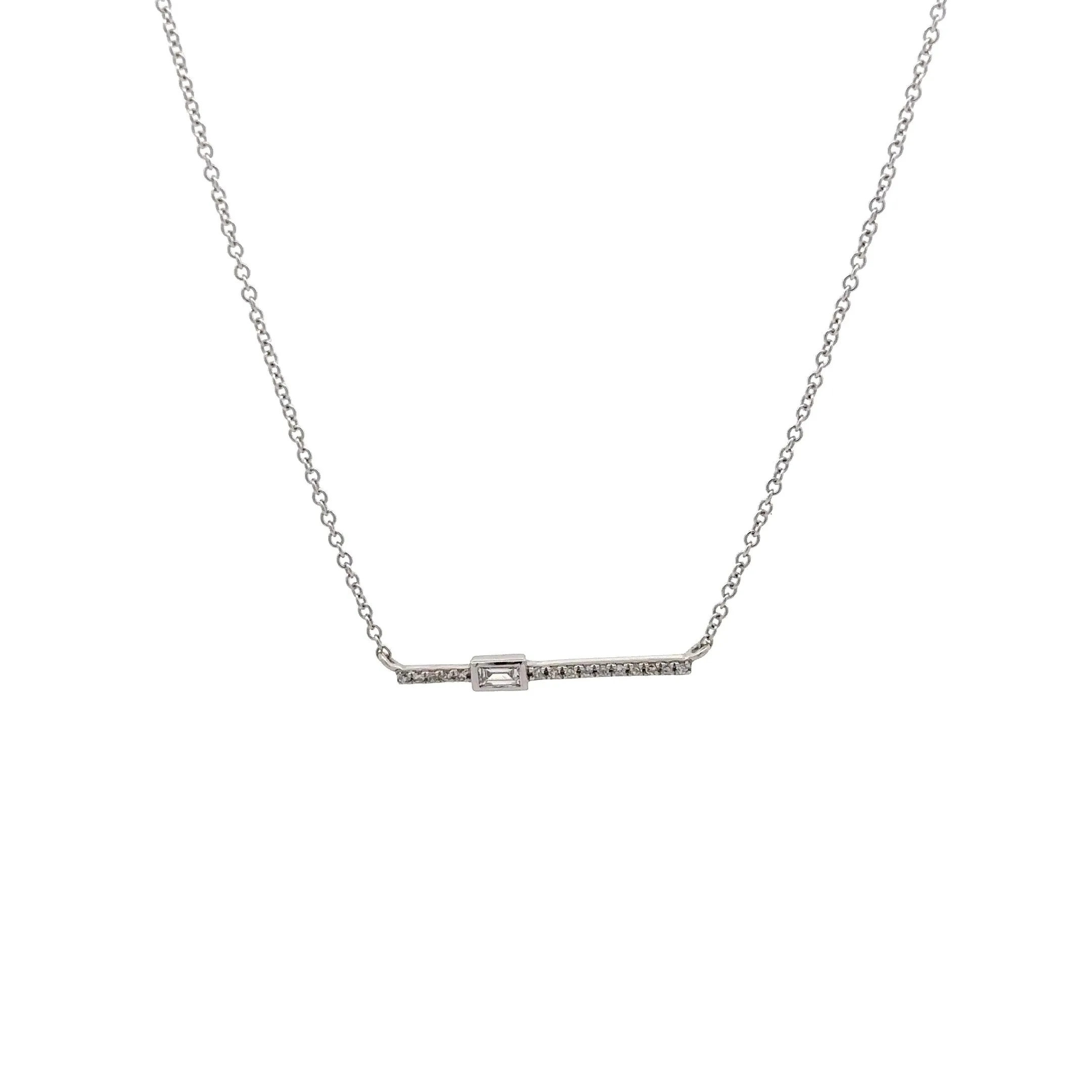 WD364 14kt Gold Diamond Bar Necklace