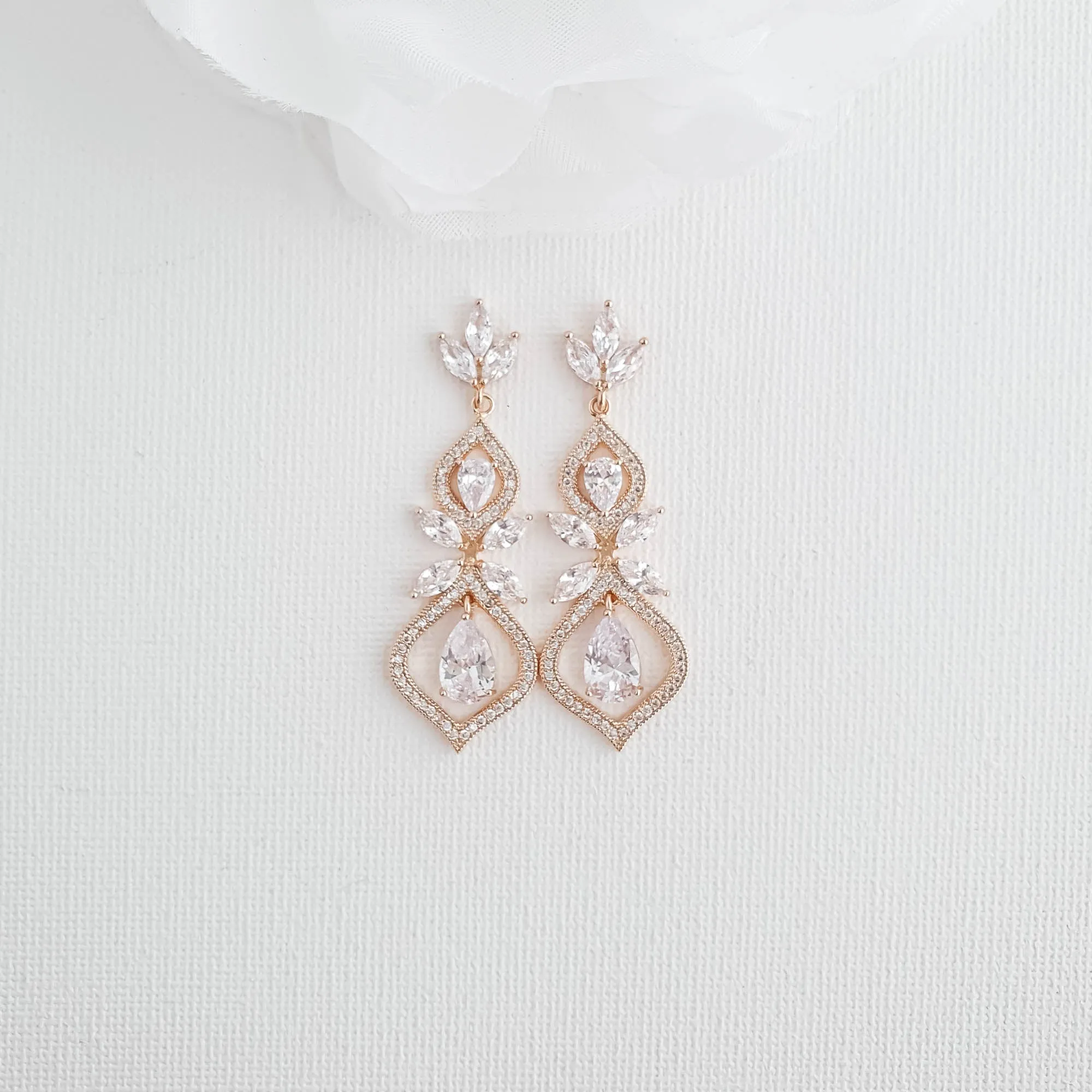 Wedding Earrings for Brides Rose Gold- Meghan