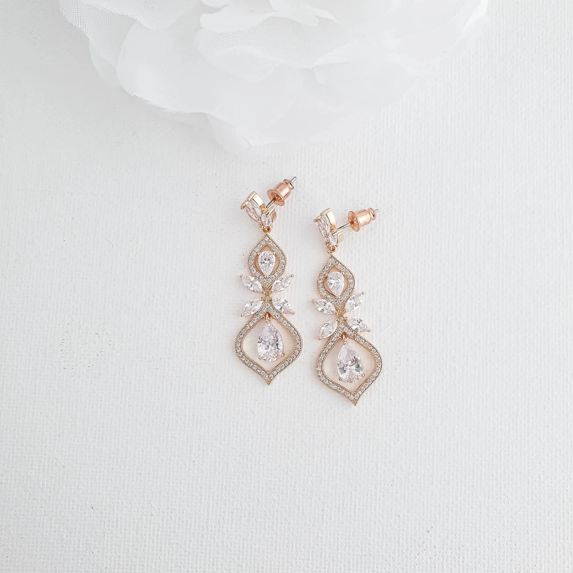 Wedding Earrings for Brides Rose Gold- Meghan