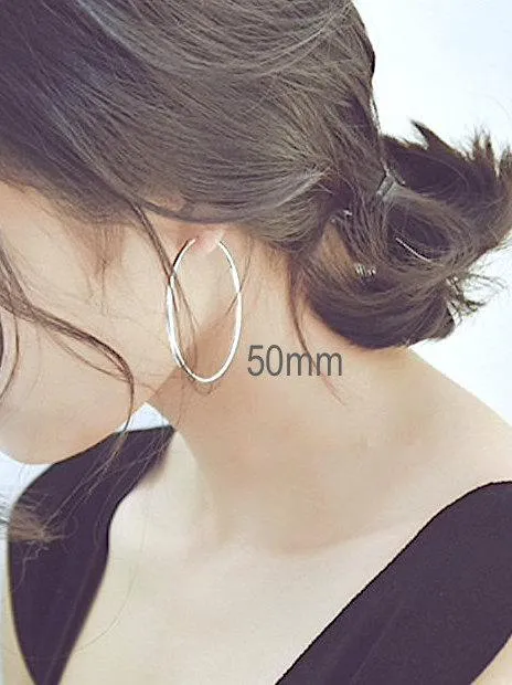 Wholesale 1 pair 925 Sterling Silver Endless Hoop earrings 40mm, 45mm, 50mm Hoops, Large Silver Hoop Earrings, Sterling Silver Hoop earrings